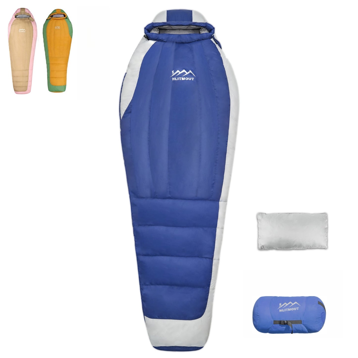 Hlitmout Ultralight Mummy Down Sleeping Bag(Blue and grey)