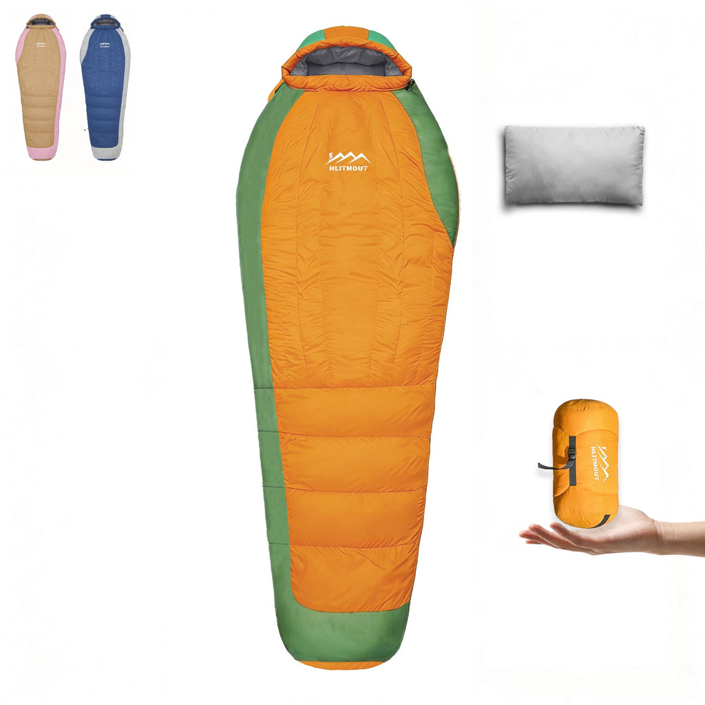HLITMOUT Down Sleeping Bag for 4 Season, Cold Weather Sleeping Bag 800g Filling down