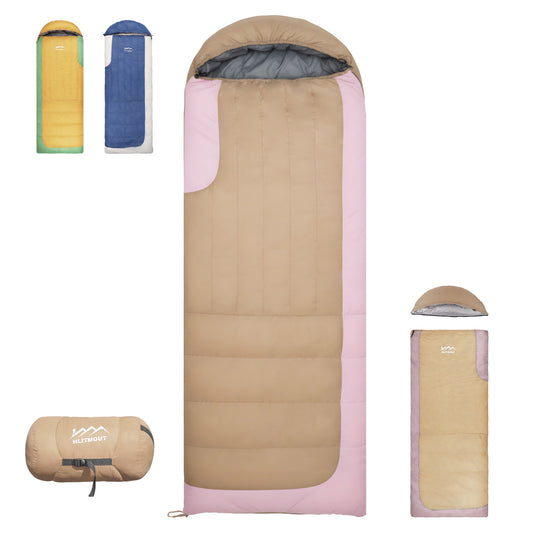 HLITMOUT Rectangular Down Sleeping Bag (Beige and Pink)