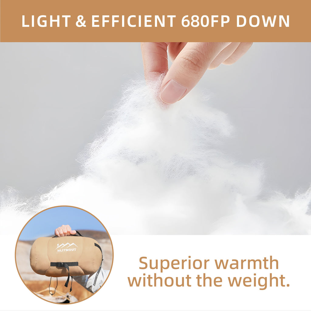 HLITMOUT Rectangular Down Sleeping Bag,Filling 500g down