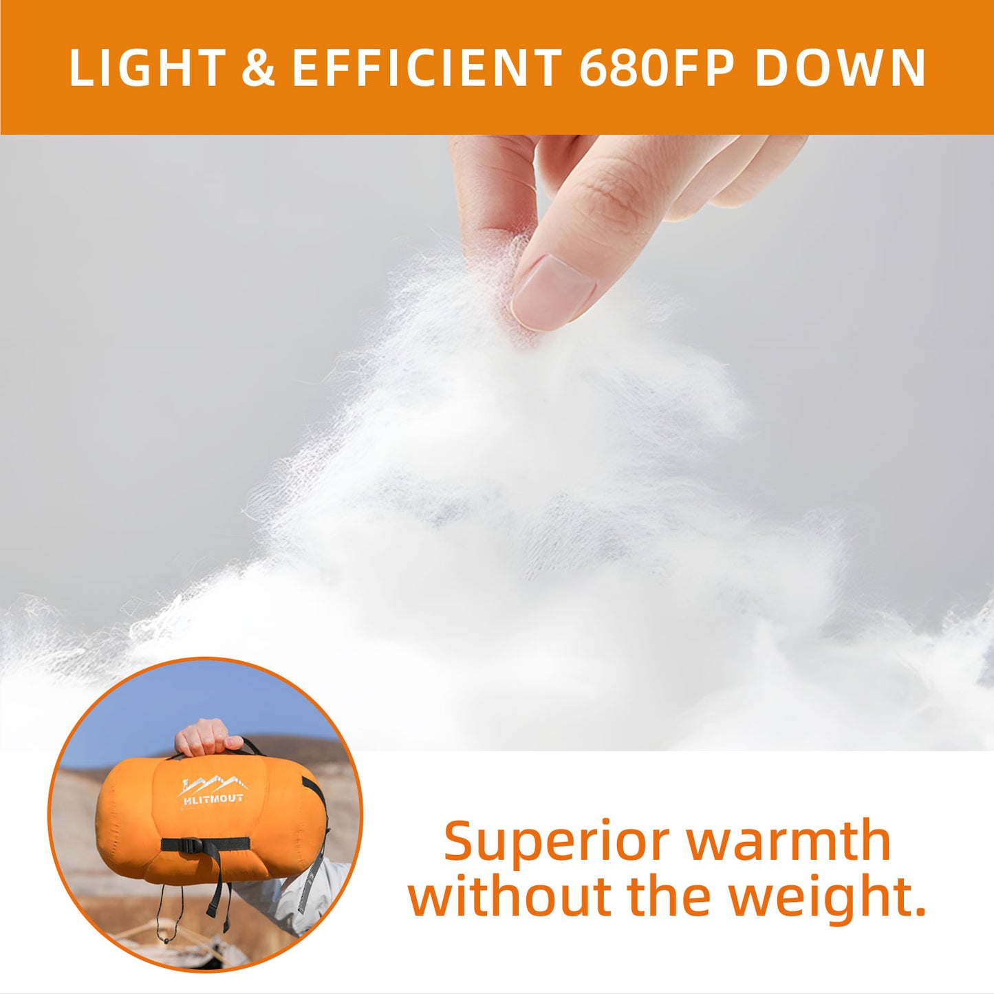 HLITMOUT Rectangular Down Sleeping Bag (Orange and Green)