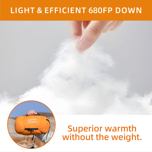 HLITMOUT Rectangular Down Sleeping Bag (Orange and Green)