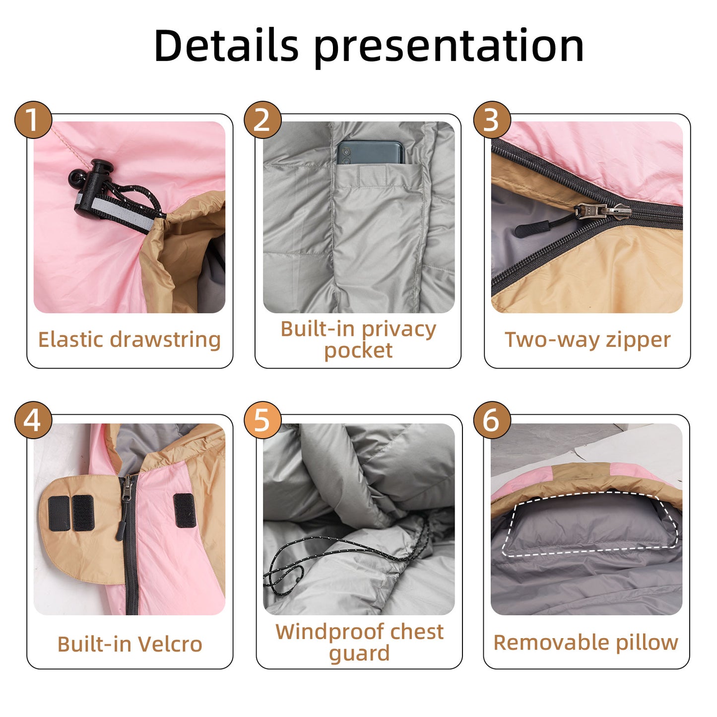 HLITMOUT Ultralight Mummy Down Sleeping Bag(Yellow and Pink)