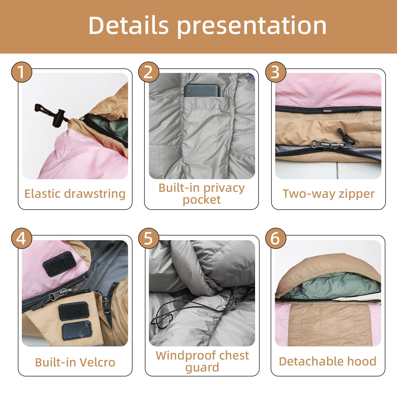 HLITMOUT Women’s Pink Envelope 3-in-1 Down Sleeping Bag | 680FP 1000g Fill for Outdoor Camping