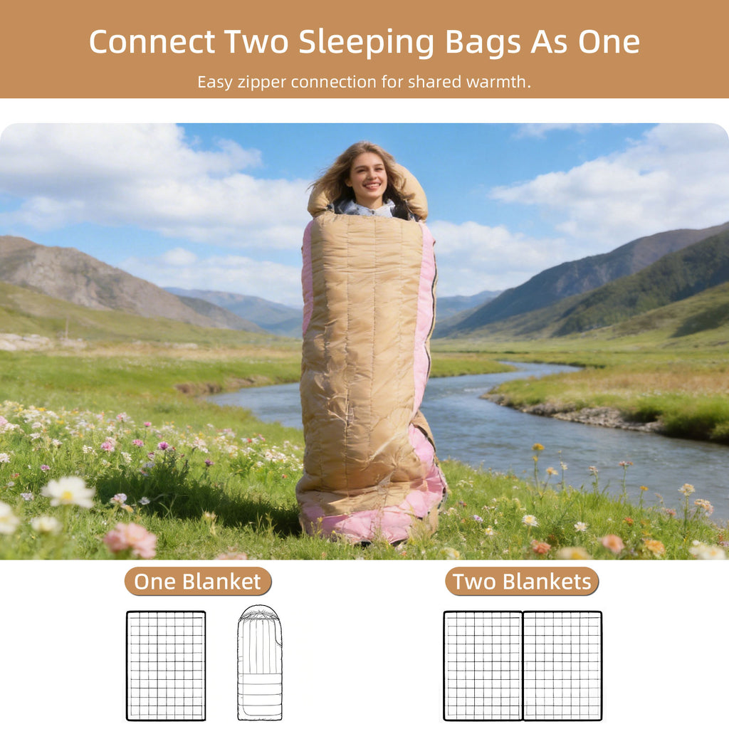 HLITMOUT Rectangular Down Sleeping Bag,Filling 500g down