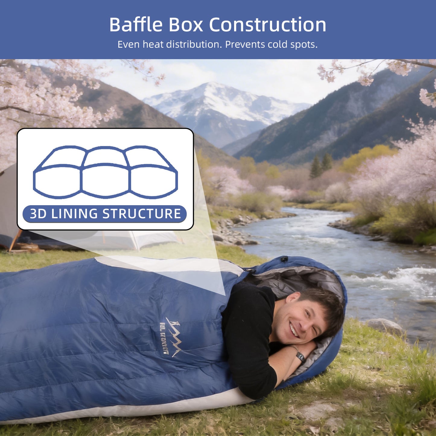 HLITMOUT Rectangular Down Sleeping Bag (Blue)