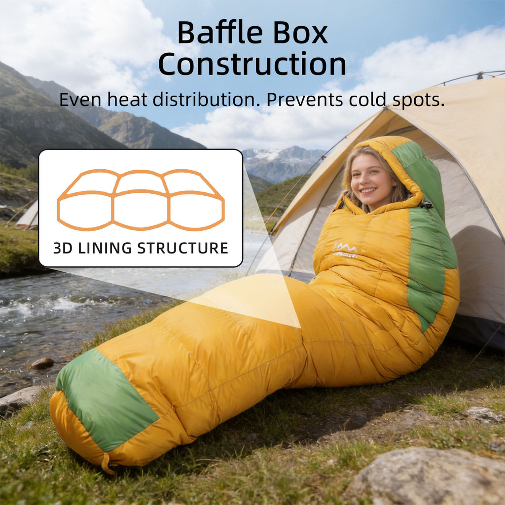 HLITMOUT Down Sleeping Bag for 4 Season, Cold Weather Sleeping Bag 800g Filling down