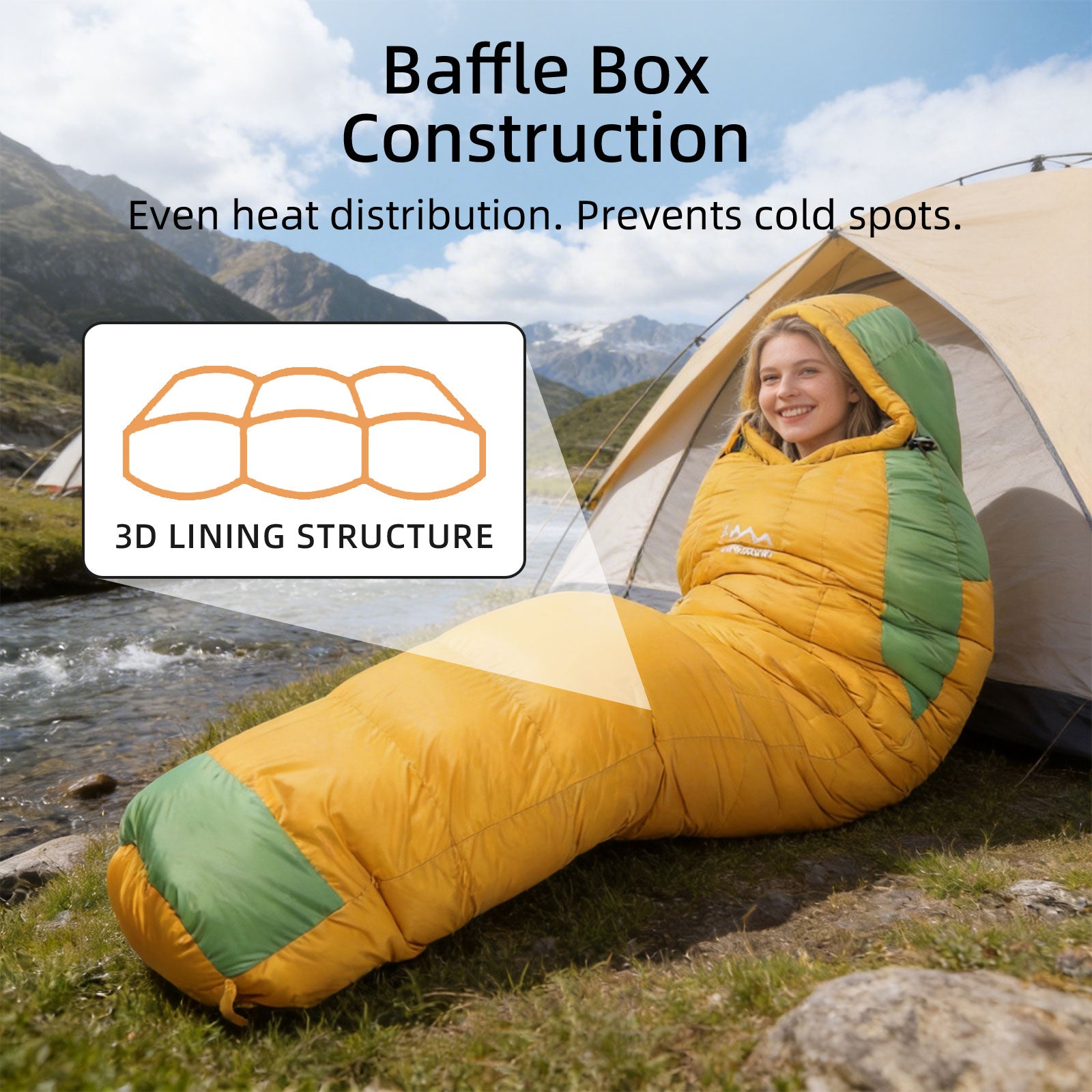 HLITMOUT Down Sleeping Bag for 4 Season, Cold Weather Sleeping Bag 800g Filling down