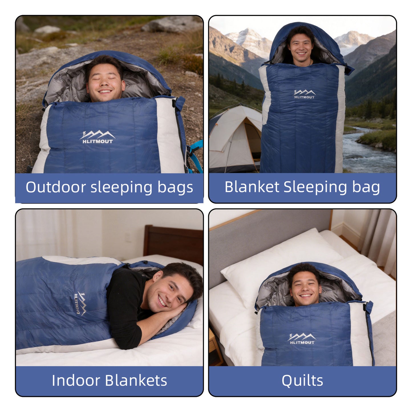 HLITMOUT Rectangular Down Sleeping Bag (Blue)