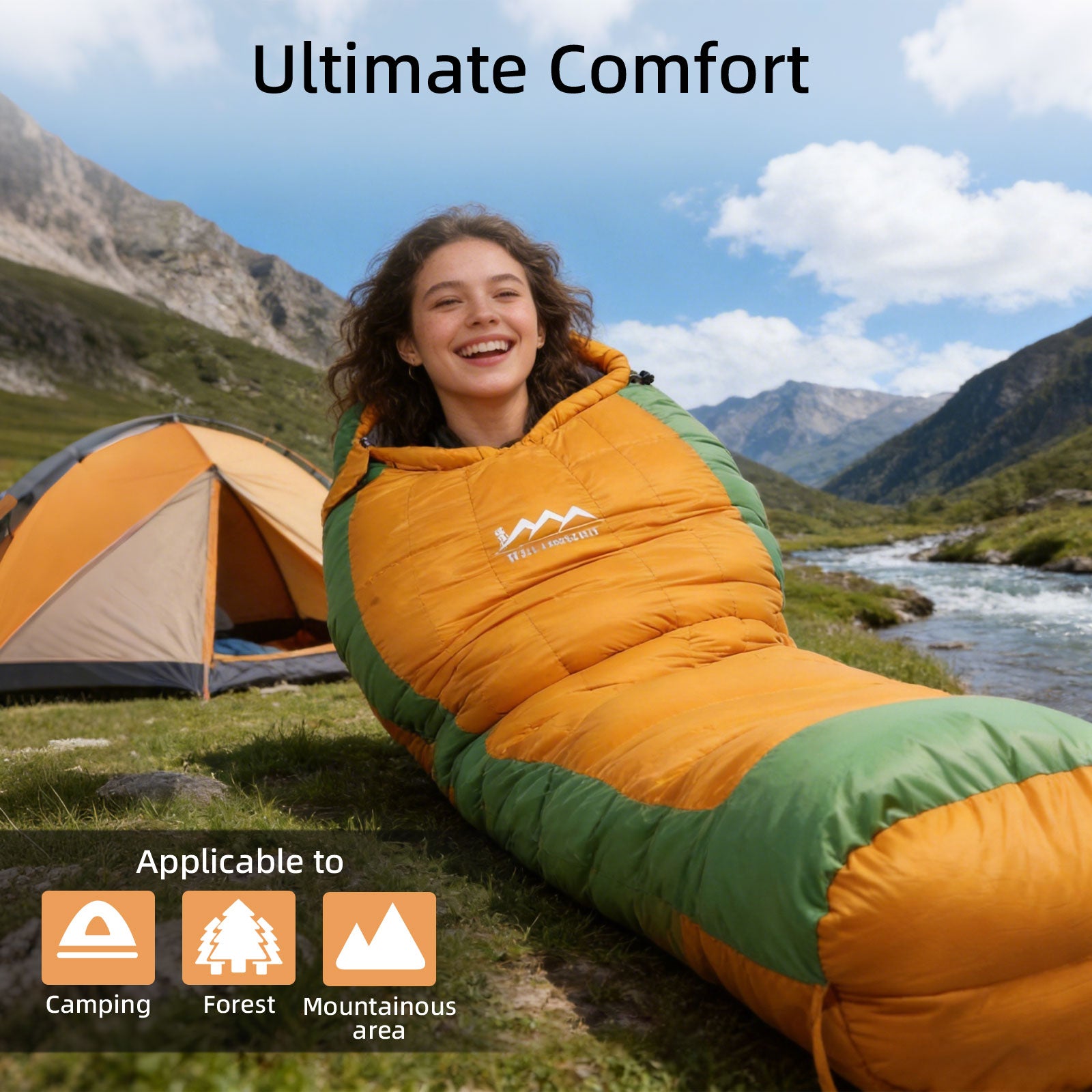 HLITMOUT Down Sleeping Bag for 4 Season, Cold Weather Sleeping Bag 800g Filling down