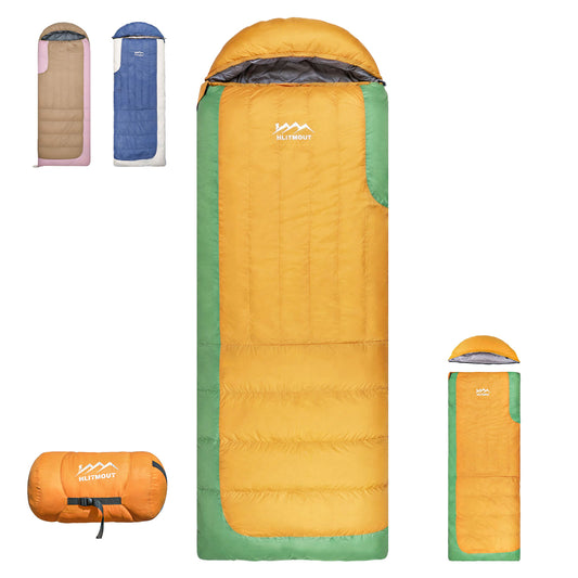 HLITMOUT Rectangular Down Sleeping Bag (Orange and Green)