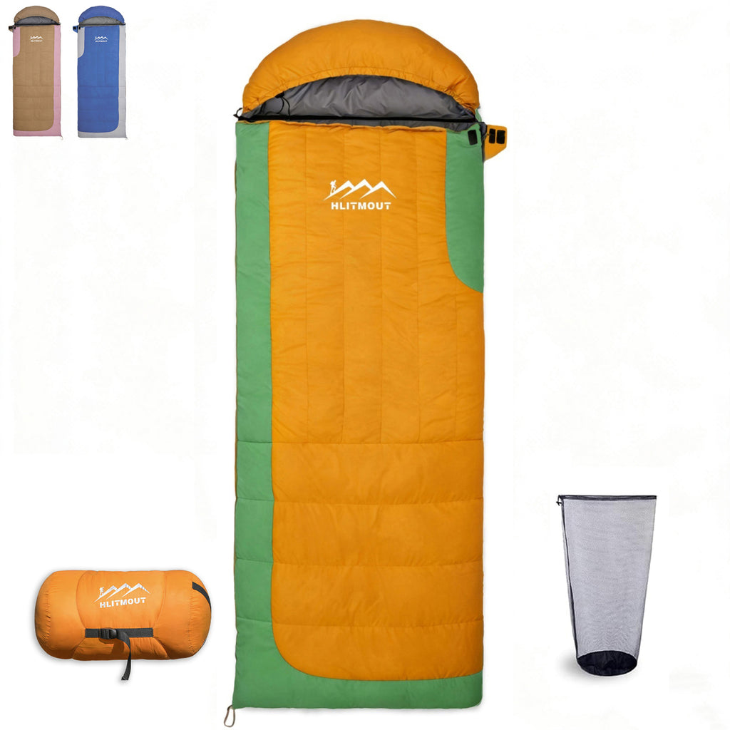 HLITMOUT Women’s Orange Envelope 3-in-1 Down Sleeping Bag | 680FP 1000g Fill for Outdoor Camping