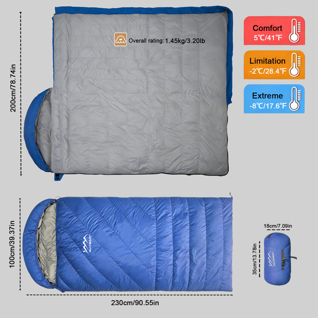 HLITMOUT XXL Sleeping Bag 680FP White Duck Down 800g Fill Ultralight for Picnic Road Trip Home Use