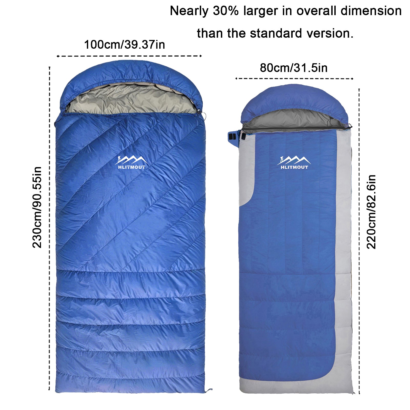 HLITMOUT XXL Sleeping Bag 680FP White Duck Down 800g Fill Ultralight for Picnic Road Trip Home Use