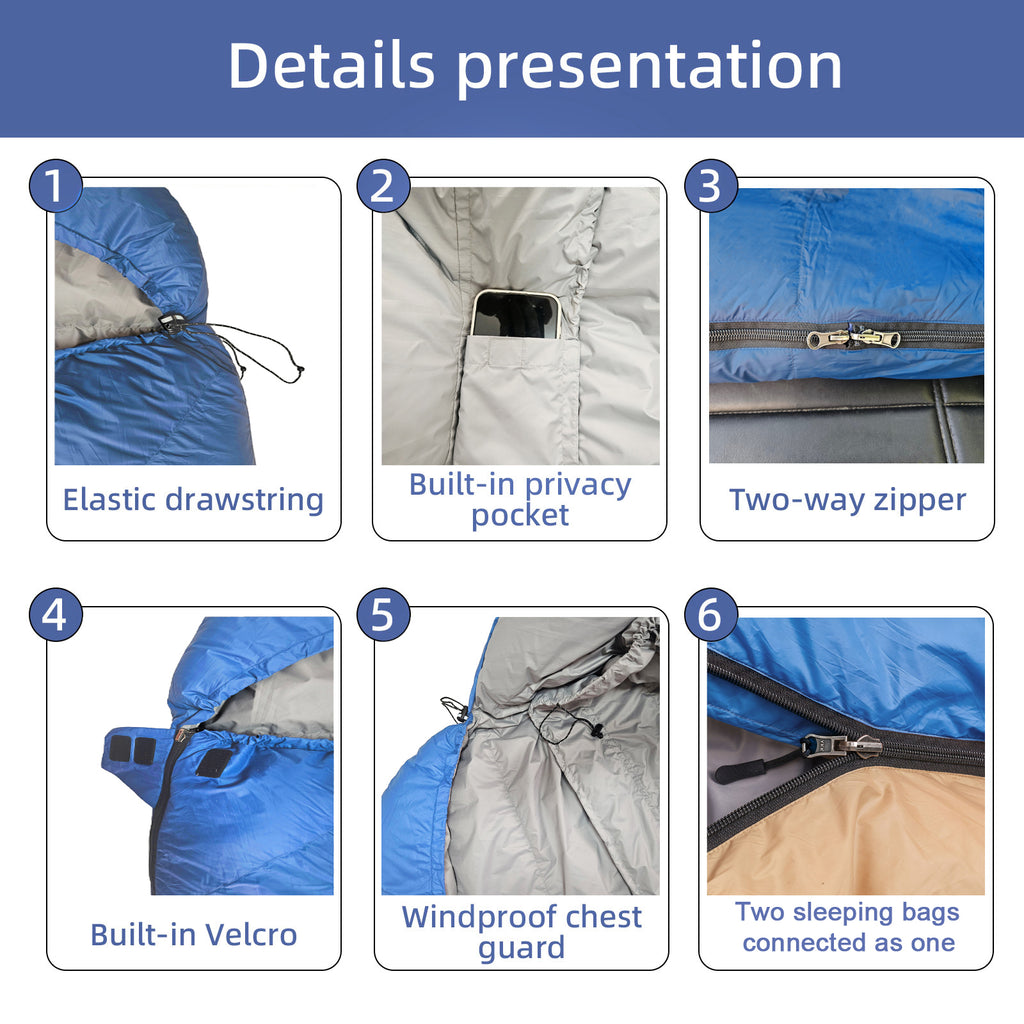 HLITMOUT XXL Sleeping Bag 680FP White Duck Down 800g Fill Ultralight for Picnic Road Trip Home Use