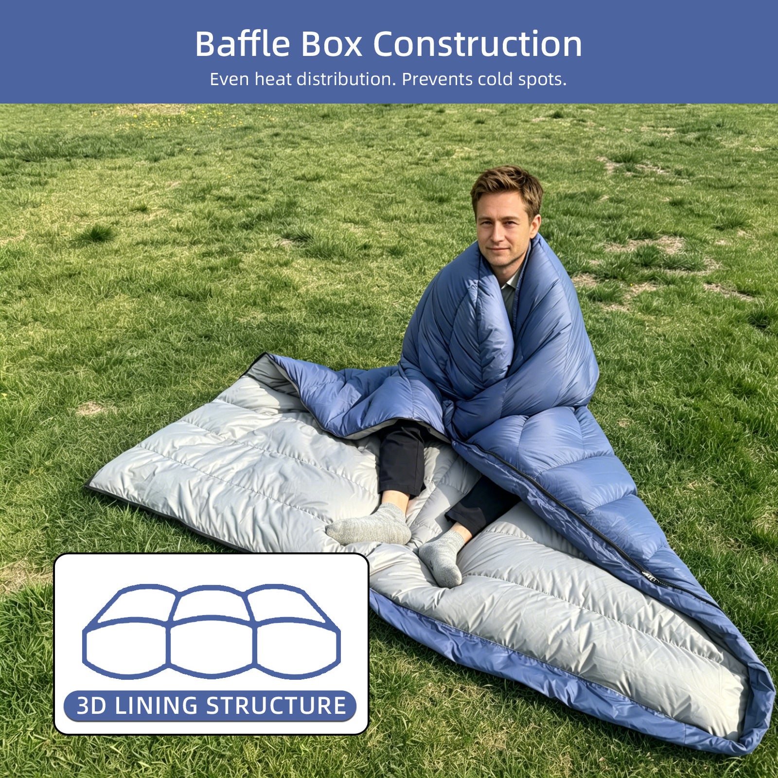 HLITMOUT XXL Sleeping Bag 680FP White Duck Down 800g Fill Ultralight for Picnic Road Trip Home Use