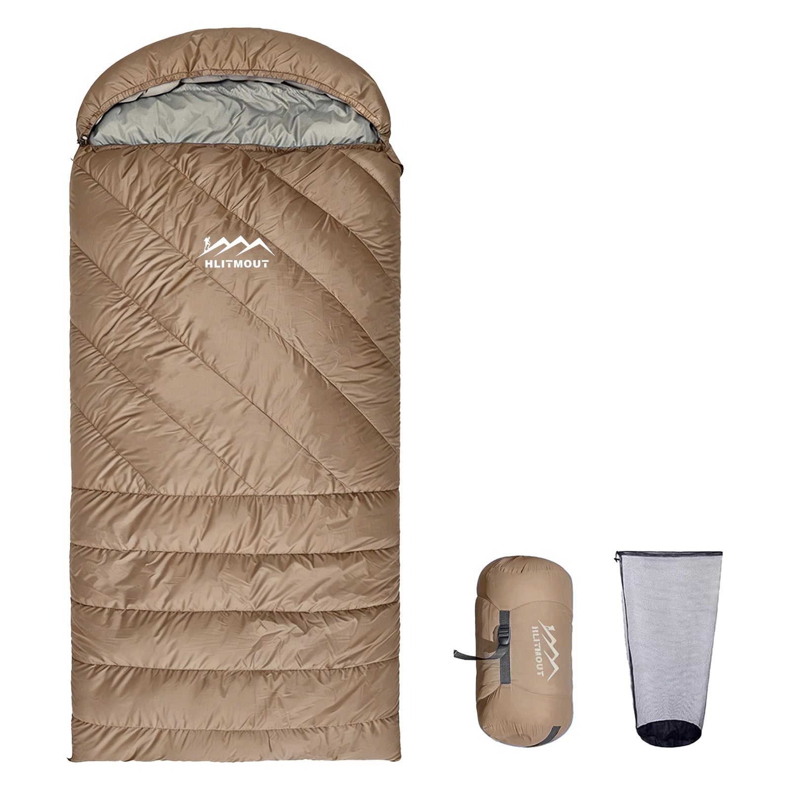 HLITMOUT XXL Down Sleeping Bag | 680FP 800g Fill 230cm×100cm Oversized Wide for Outdoor Camping
