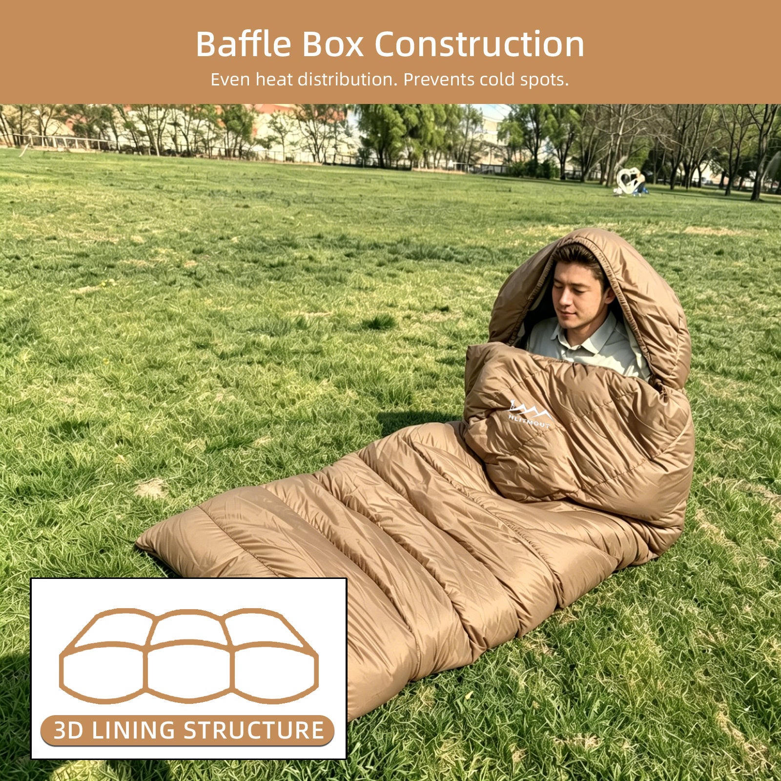 HLITMOUT XXL Down Sleeping Bag | 680FP 800g Fill 230cm×100cm Oversized Wide for Outdoor Camping